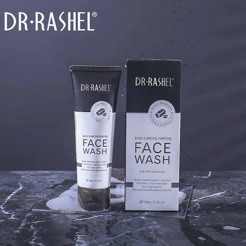 Dr.Rashel Black Charcoal Purifying Face Wash 100g – Deep Cleansing, Detox & Blackhead Removal